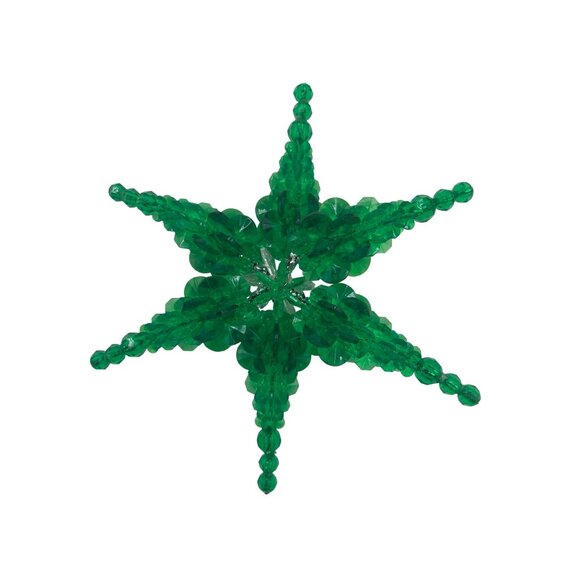 Green Beaded Starburst Ornament For Holiday Décor & Crafting - Picture 2 of 3